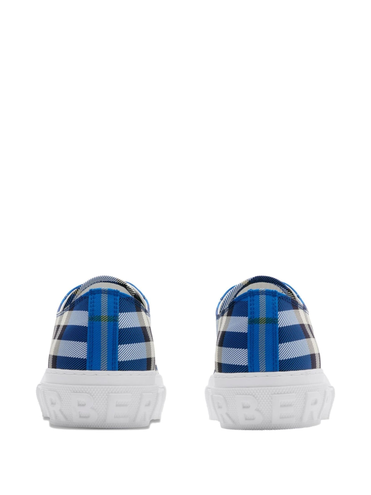 BURBERRY Stylish Cotton Sneakers with Blue Check Pattern for Men | Banlieue91