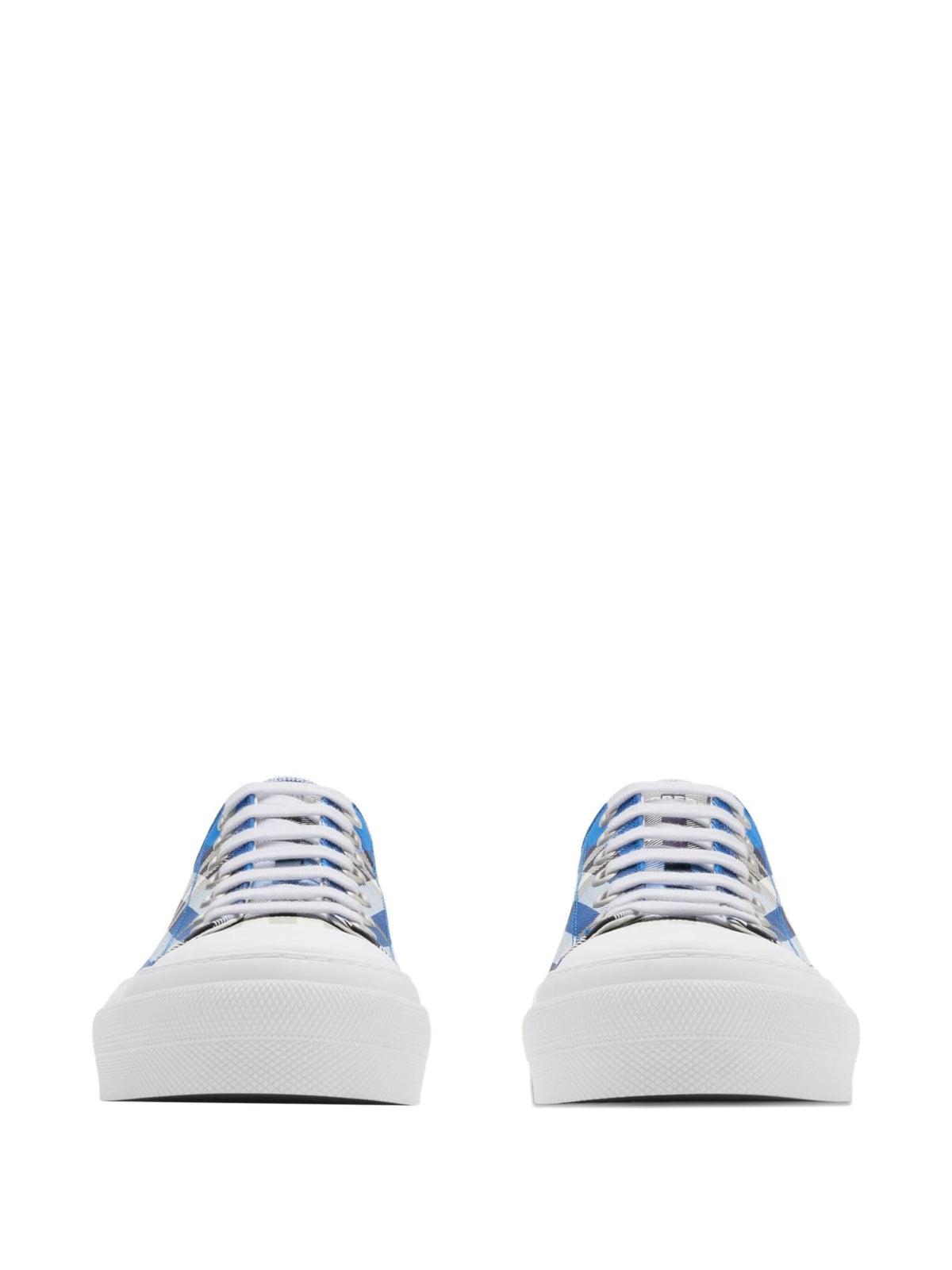 BURBERRY Stylish Cotton Sneakers with Blue Check Pattern for Men | Banlieue91
