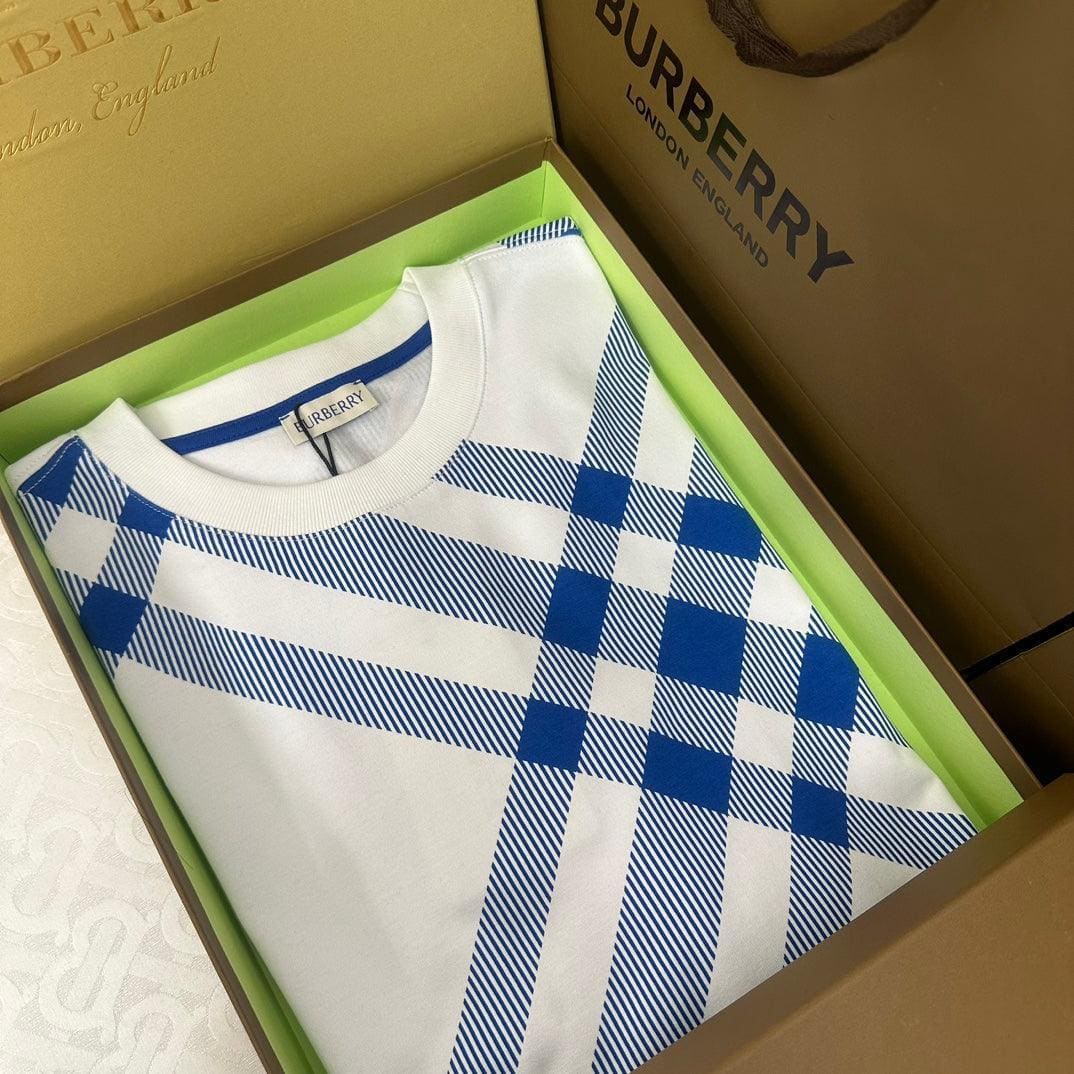 Burberry T-Shirt Without Collar 'Blue & White' | Banlieue91