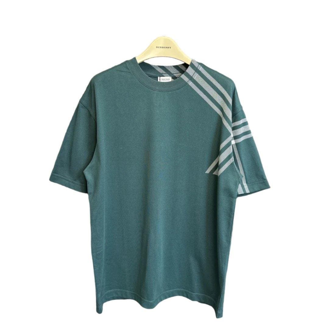Burberry T-Shirt Without Collar Green | Luxury Cotton Tee | Banlieue91