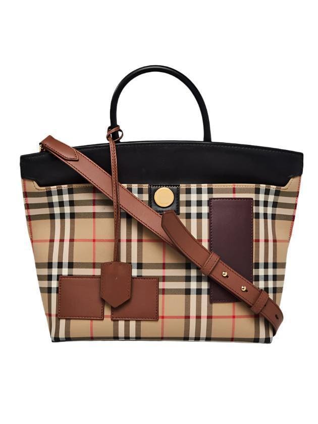 Burberry Vintage Check Canvas/Leather Small Society Top Handle Bag | Banlieue91