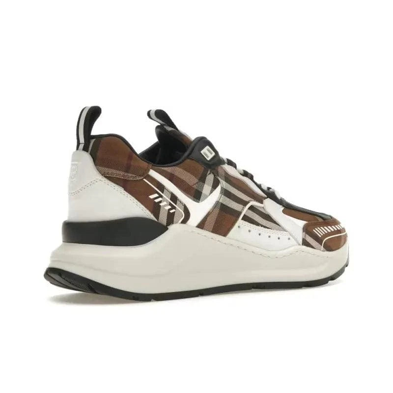 Burberry Vintage Check Cotton And Leather Sneakers Dark Birch Brown White | Banlieue91