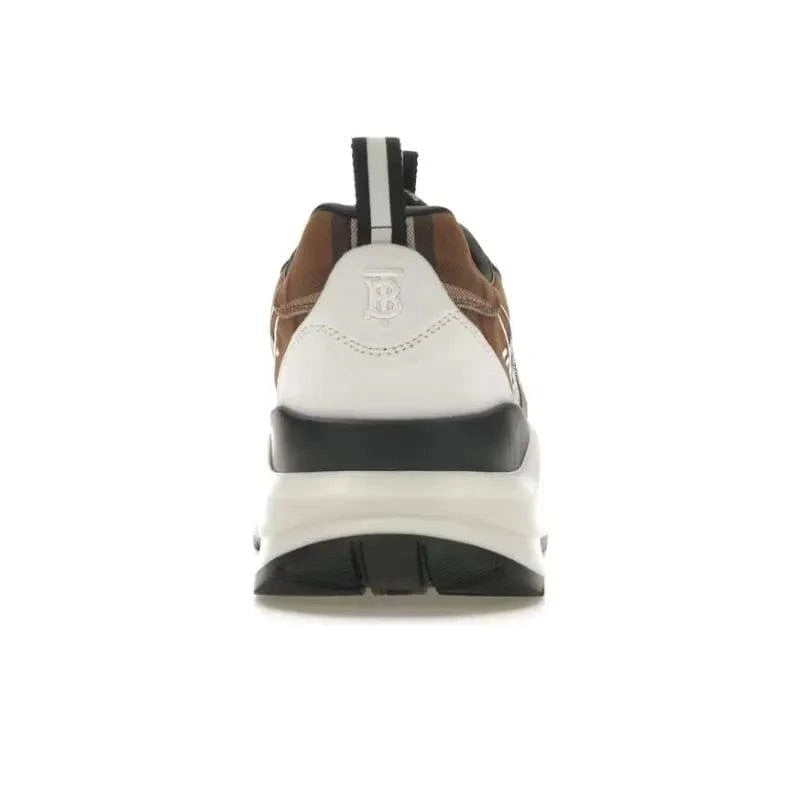 Burberry Vintage Check Cotton And Leather Sneakers Dark Birch Brown White | Banlieue91