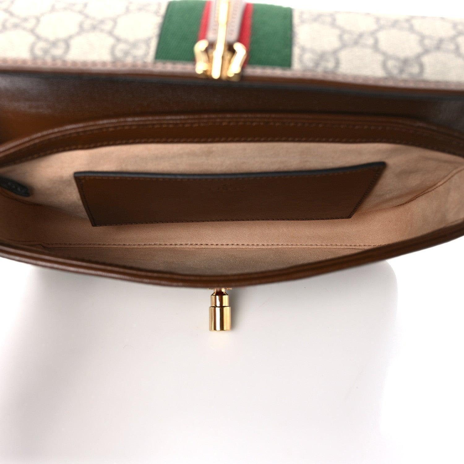 Gucci GG Supreme Monogram Azalea Calfskin Web Jackie 1961 Belt Bag Beige Ebony Brown Sugar - Banlieue91