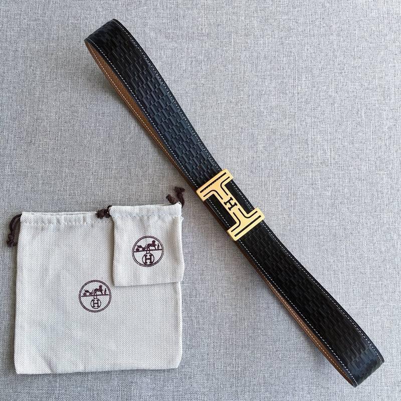 Hermes Men Gold Buckle Belt 'Black' - Banlieue91