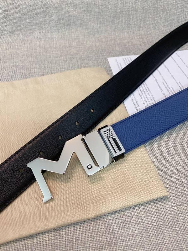 Montblanc M Buckle Reversible Leather Belt 'Black/Blue' - Banlieue91