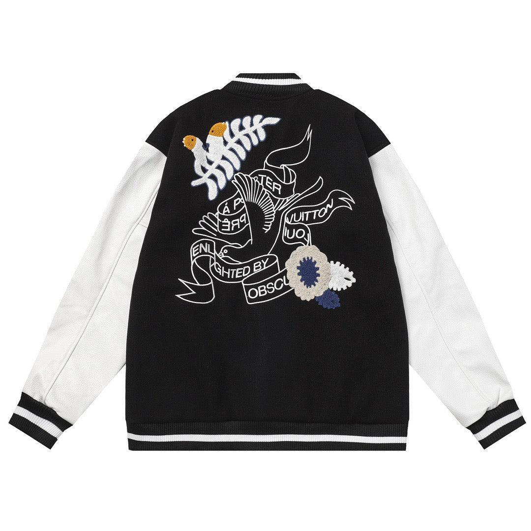 LOUIS VUITTON CROCHET FLOWERS VARSITY JACKET - BLACK - Banlieue91