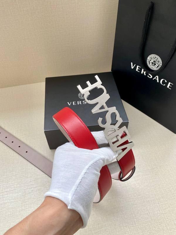 Versace Women's Leather Logo Decorated Buckle Belt - Banlieue91