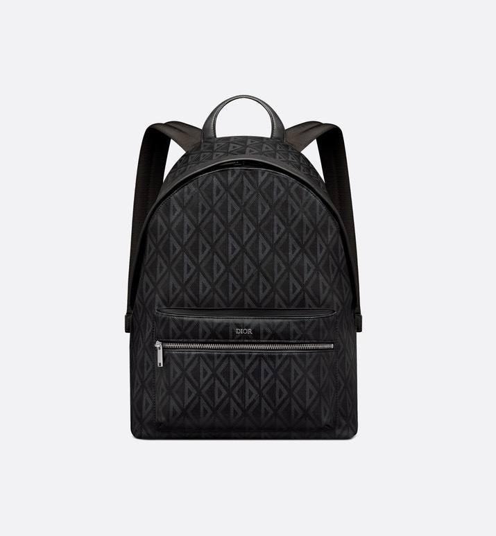 Dior Rider Zipped Backpack Black Coated Cotton Canvas with CD Diamond Print - Banlieue91
