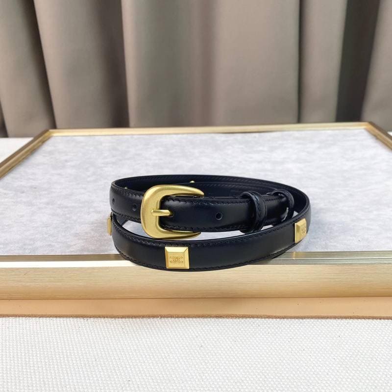 Celine Women Gold Buckle Belt 'Black' | Banlieue91