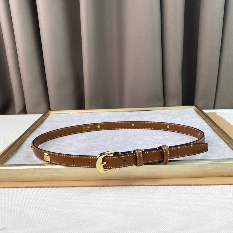 Celine Women Gold Buckle Belt 'Brown' | Banlieue91