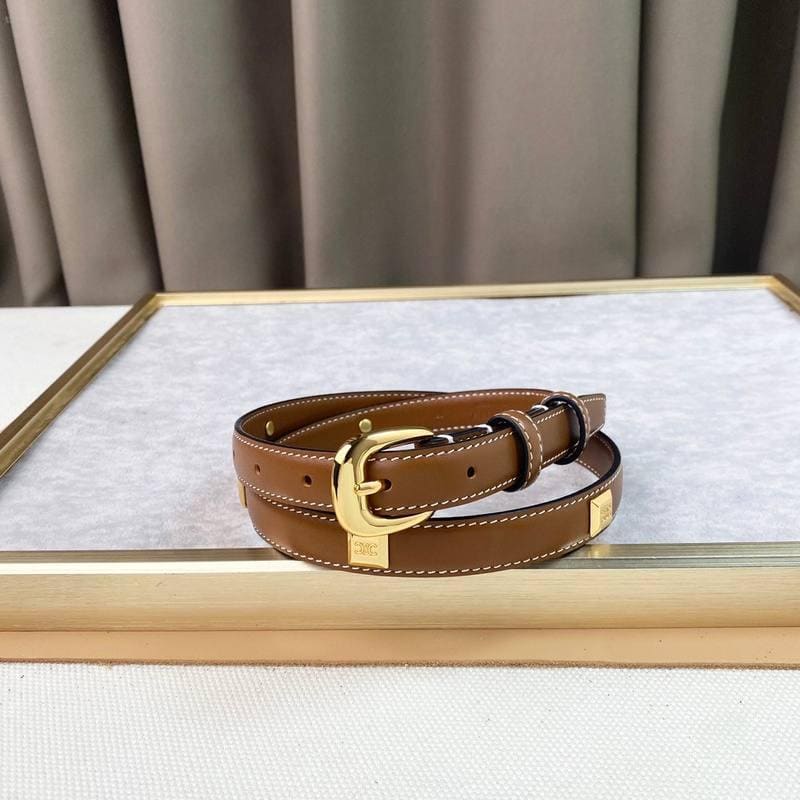 Celine Women Gold Buckle Belt 'Brown' | Banlieue91