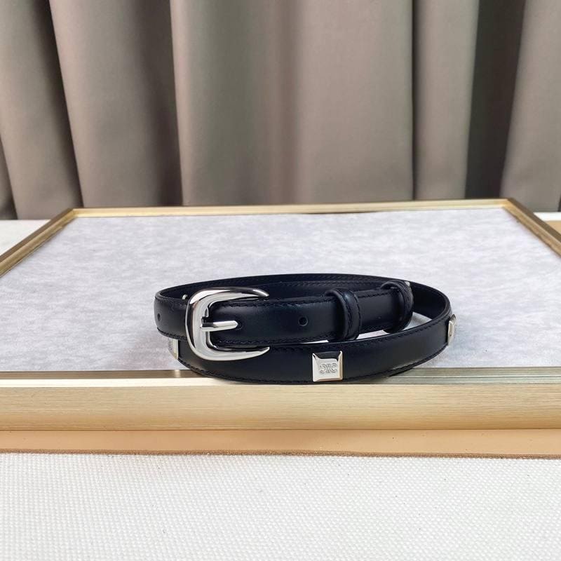 Celine Women Silver Buckle Belt 'Black' | Banlieue91