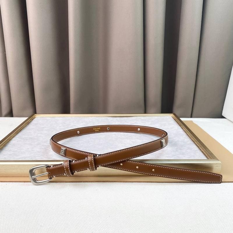 Celine Women Silver Buckle Belt 'Brown' | Banlieue91