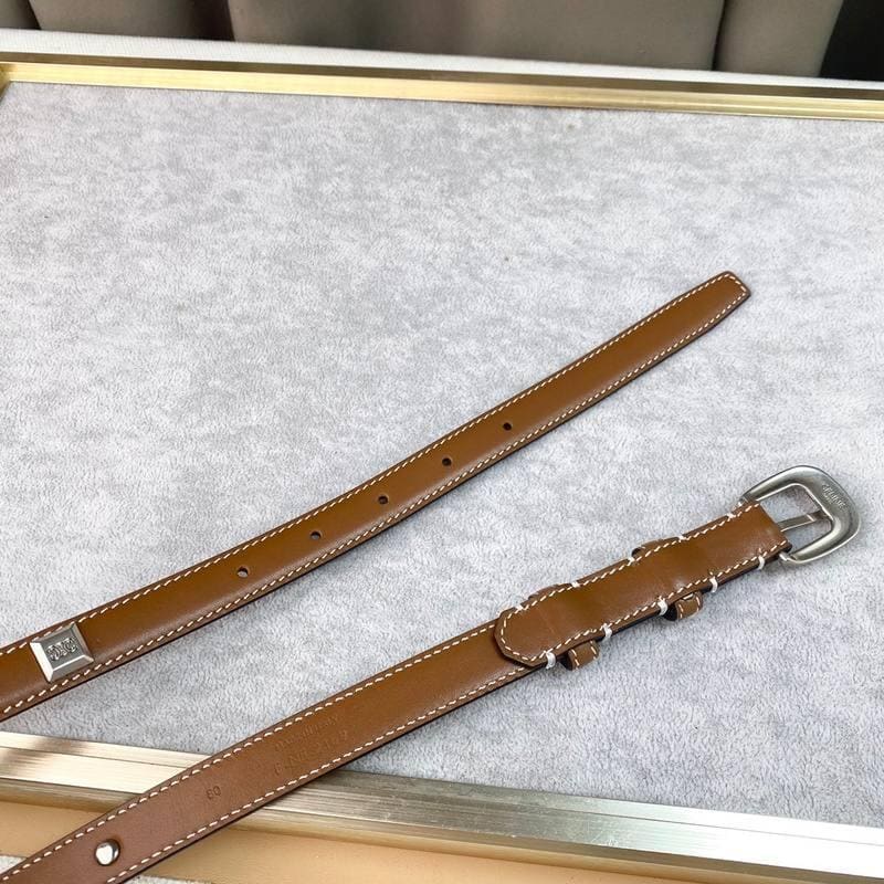 Celine Women Silver Buckle Belt 'Brown' | Banlieue91