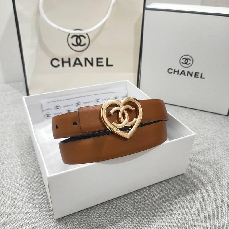 Chanel Calfskin CC Heart Coco In Love Women Belt 'Brown' | Banlieue91