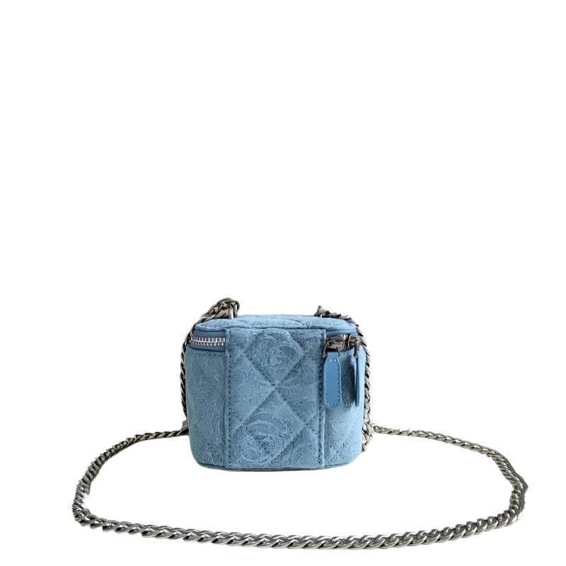 Chanel coco love long vanity case denim Camelia blue SHW | Banlieue91
