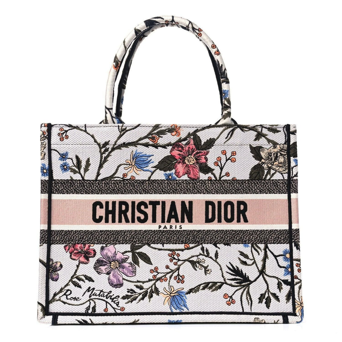 Christian Dior Canvas Embroidered Medium Rosa Mutabilis Book Tote | Banlieue91