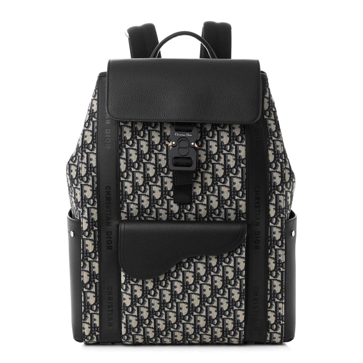 Christian Dior Oblique Jacquard Grained Calfskin Saddle Backpack With Flap | Banlieue91