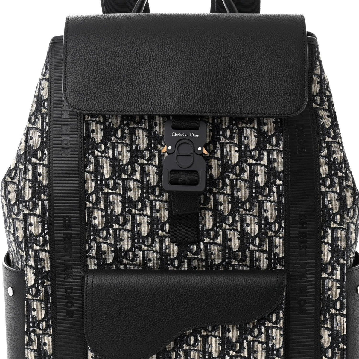 Christian Dior Oblique Jacquard Grained Calfskin Saddle Backpack With Flap | Banlieue91