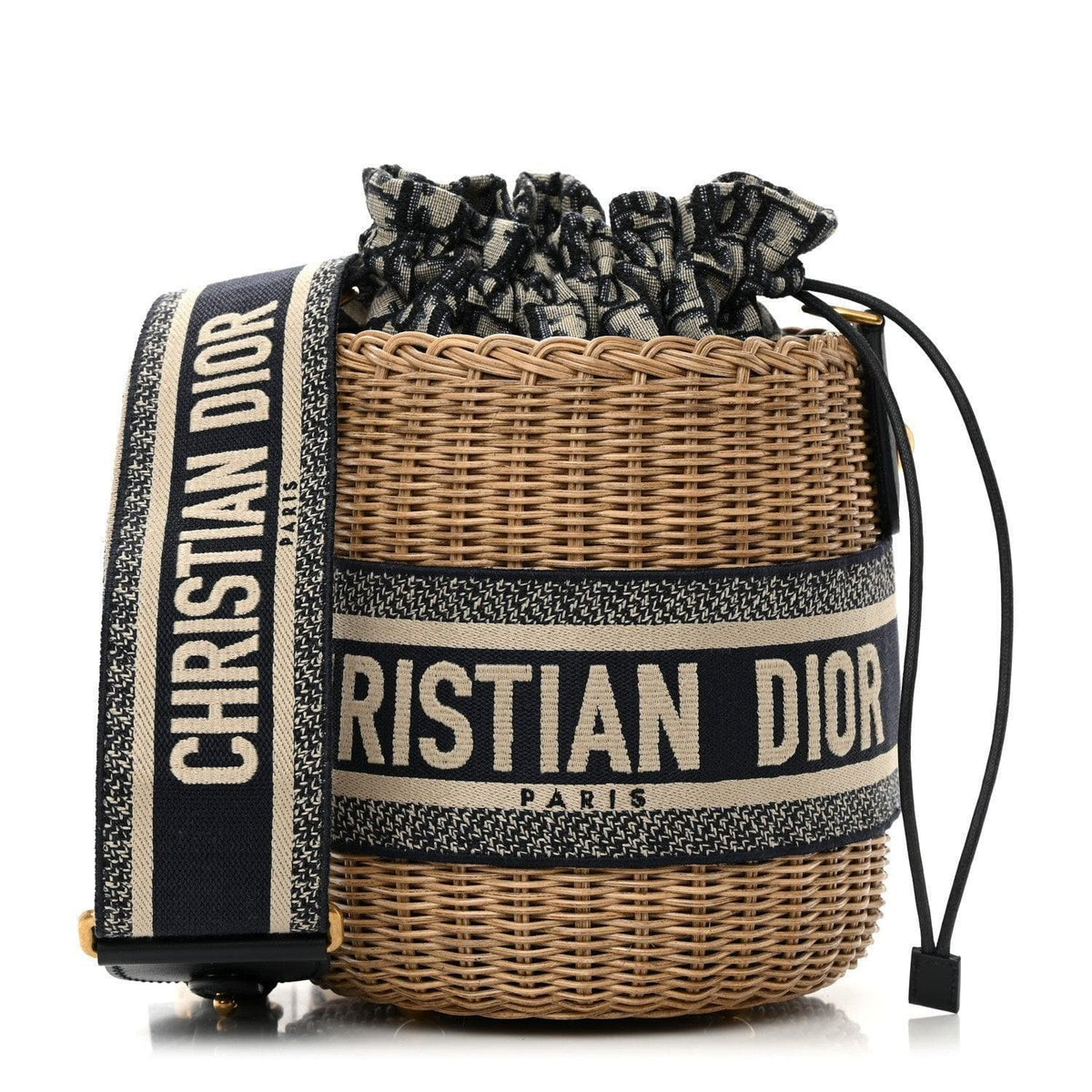 Christian Dior Wicker Oblique Drawstring Bucket Bag | Banlieue91