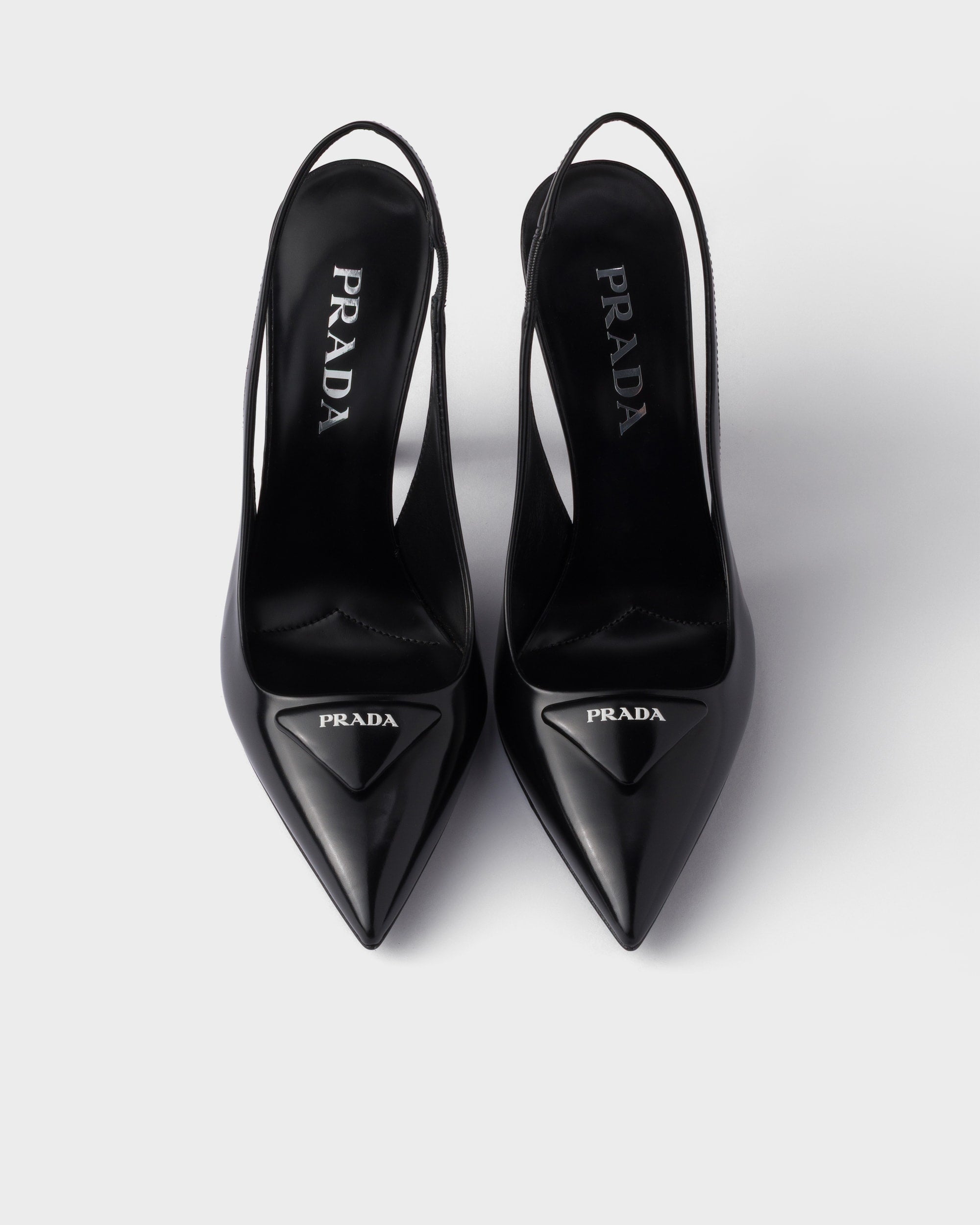 Brushed leather slingback pumps