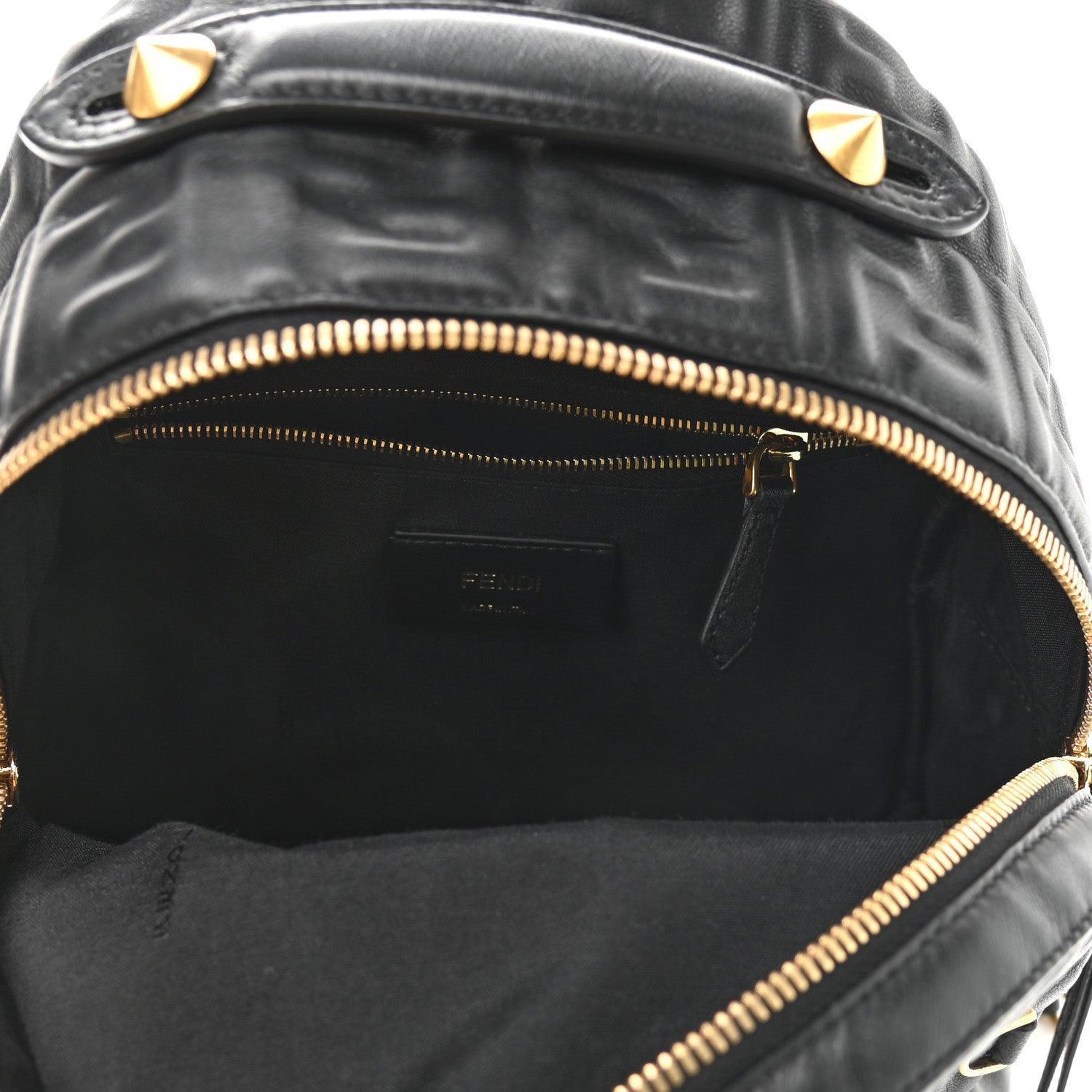 Fendi Nappa FF 1974 Embossed Mini Backpack Black - Banlieue91