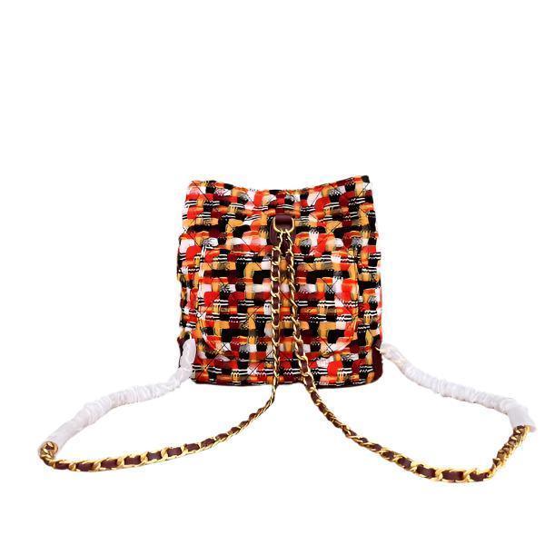 Chanel Tweed Quilted Small CC Chain Bucket Backpack Multicolor - Banlieue91