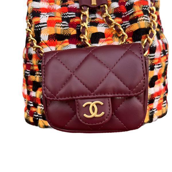 Chanel Tweed Quilted Small CC Chain Bucket Backpack Multicolor - Banlieue91