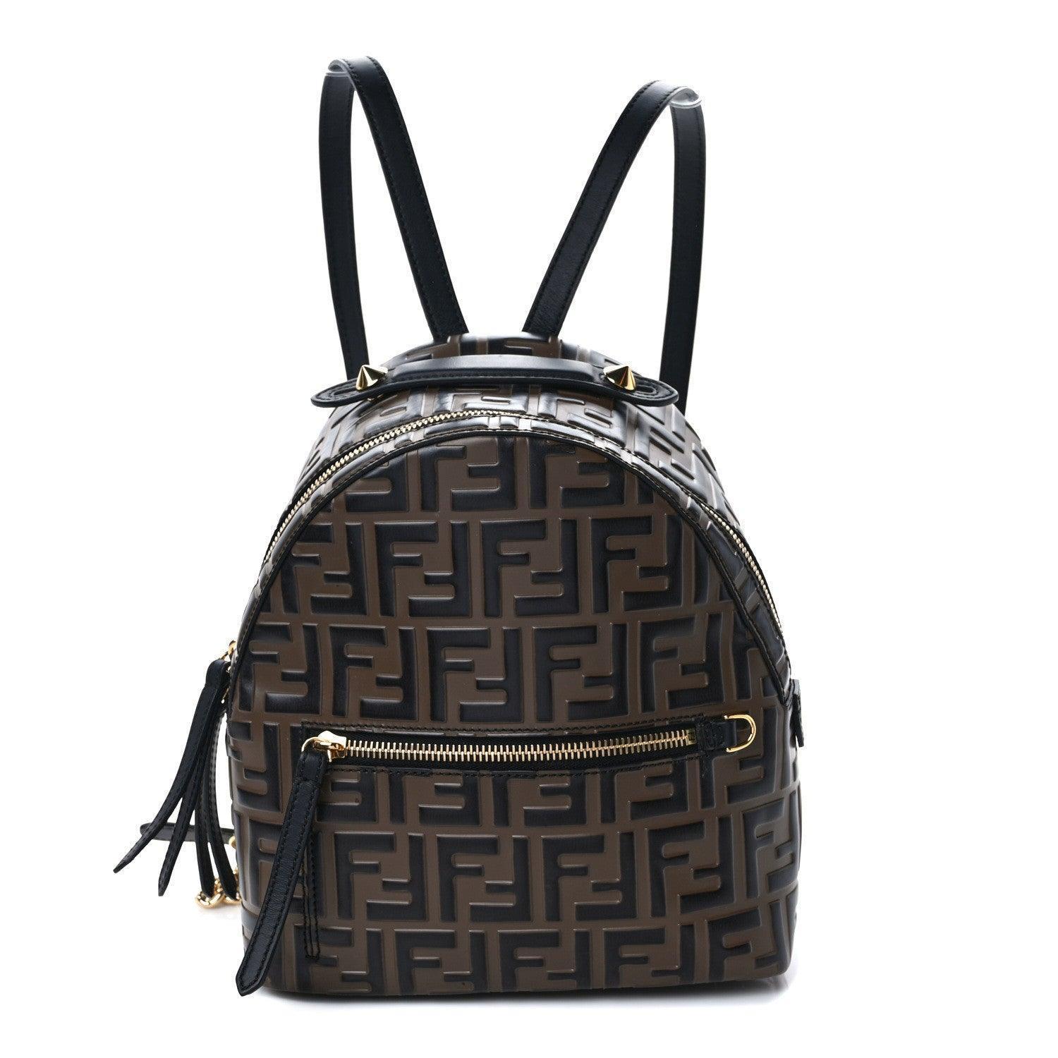 Fendi Nappa FF 1974 Embossed Mini Backpack Black - Banlieue91