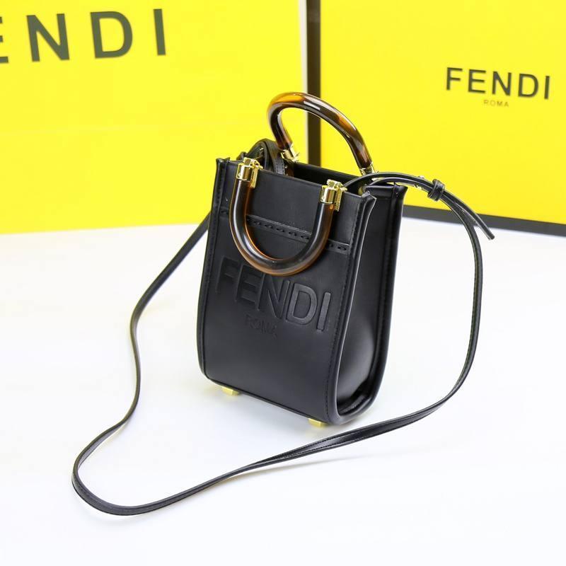 Fendi Vitello King Plexiglass Logo Embossed Mini Fendi Sunshine Shopper Tote - Banlieue91