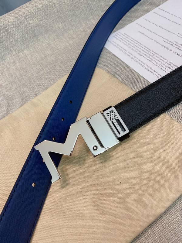 Montblanc M Buckle Reversible Leather Belt 'Black/Blue' - Banlieue91