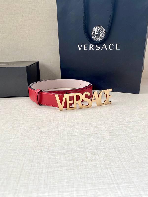 Versace Women's Leather Logo Decorated Buckle Belt - Banlieue91