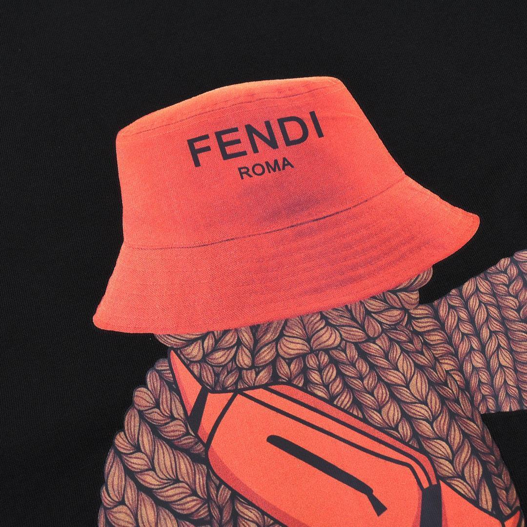 Fendi T-Shirt without Collar 'Black-Orange' - Banlieue91