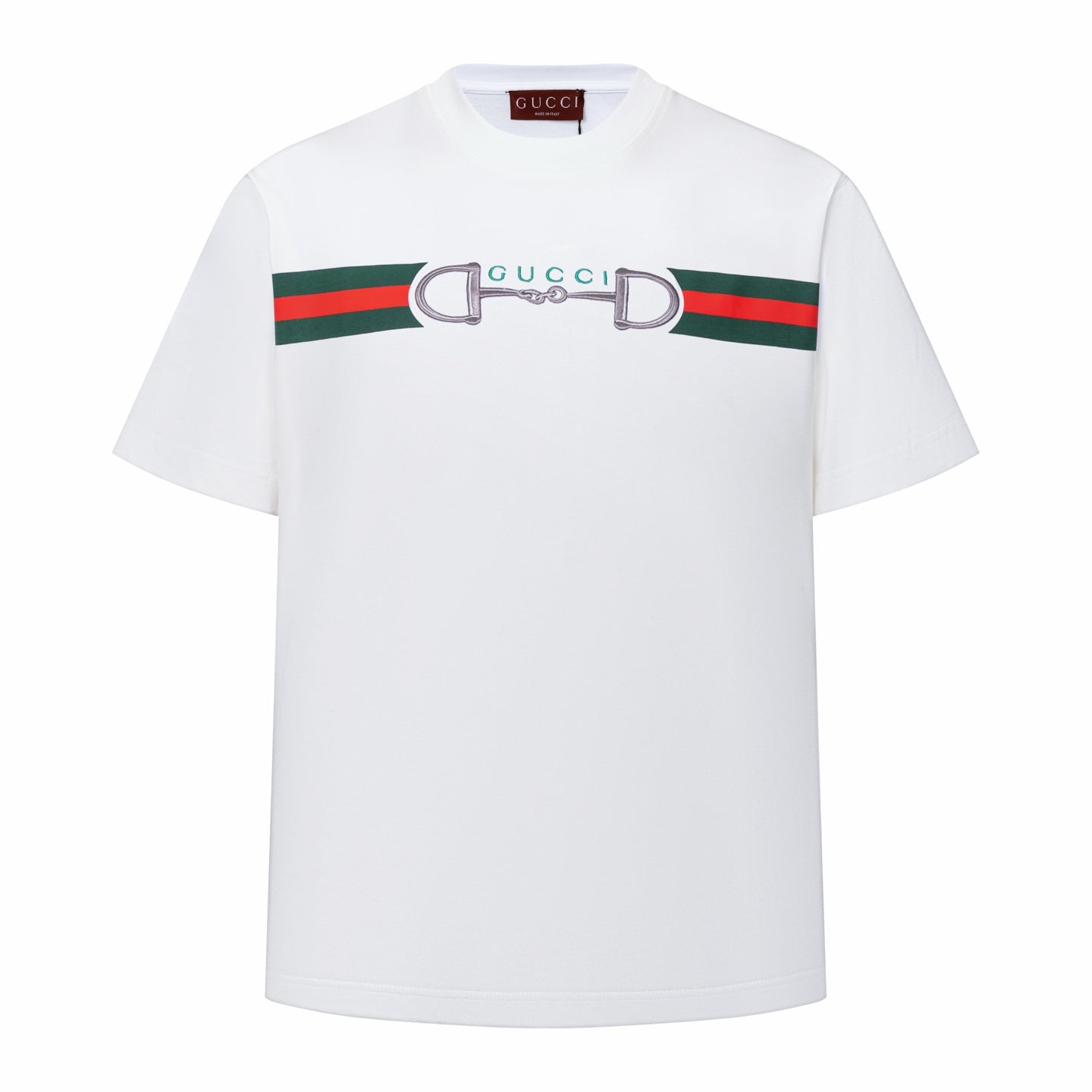 Gucci T-Shirt Without Collar 'White' showcasing a minimalist design with iconic Gucci logo, crafted from premium cotton for ultimate comfort.