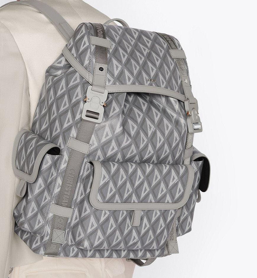 Dior Gray Coated Cotton Canvas with CD Diamond Print and Dior Gray Smooth Calfskin | Banlieue91