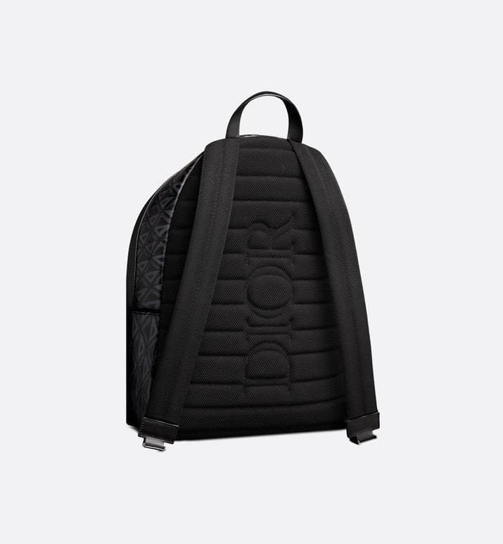 Dior Rider Zipped Backpack Black Coated Cotton Canvas with CD Diamond Print | Banlieue91