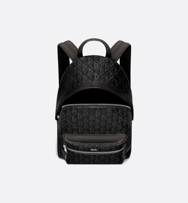 Dior Rider Zipped Backpack Black Coated Cotton Canvas with CD Diamond Print | Banlieue91