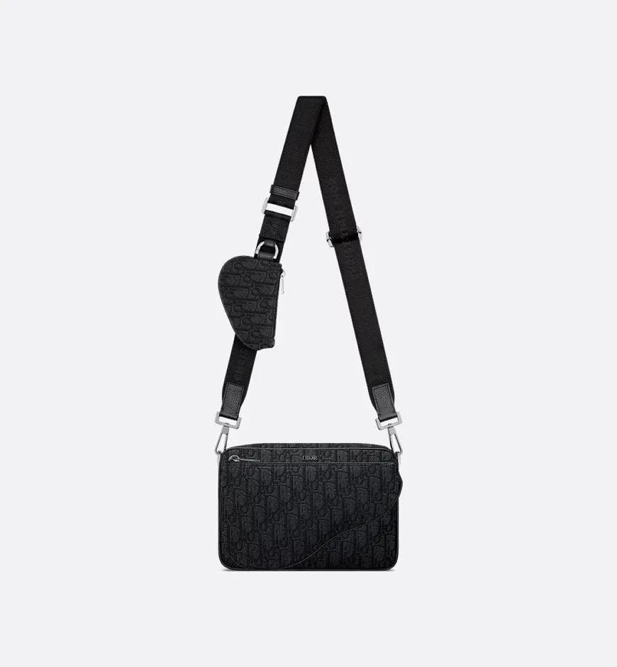 Dior Saddle Triple Pouch Beige and Black Dior Oblique Jacquard | Banlieue91