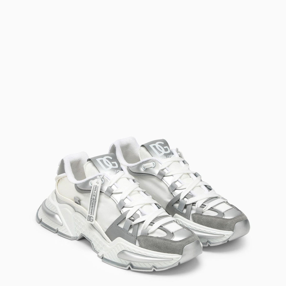 Dolce&Gabbana Air Master Silver/White Fabric Sneaker | Banlieue91