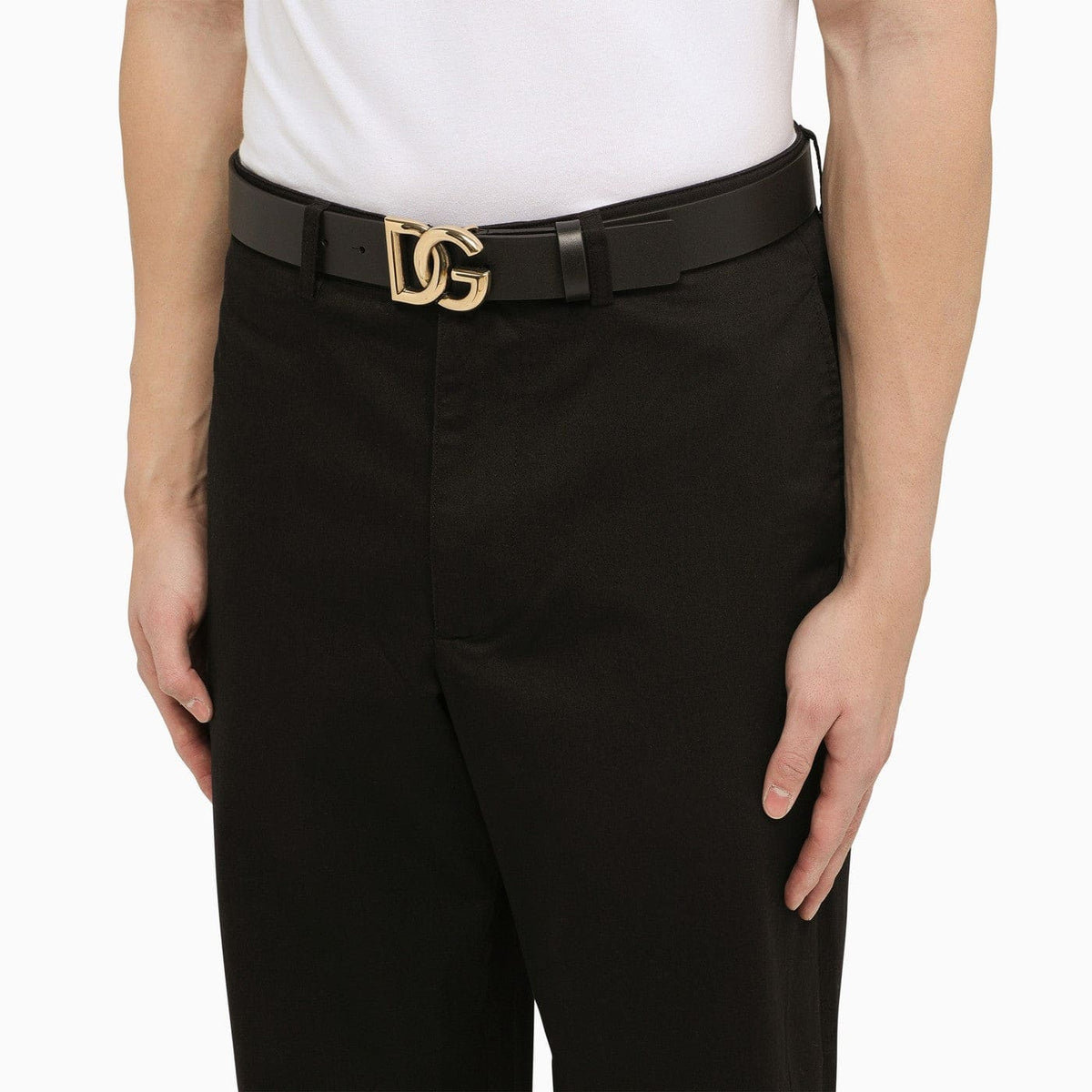 Dolce&Gabbana Black Belt With Rutenium Dg Plaque | Banlieue91