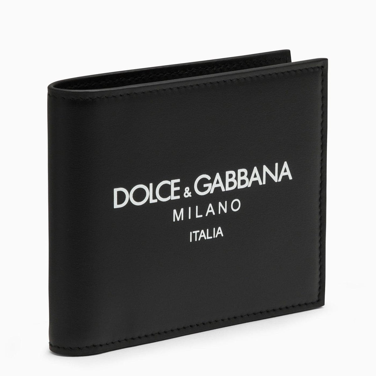 Dolce&Gabbana Black Leather Bi Fold Wallet With Logo | Banlieue91