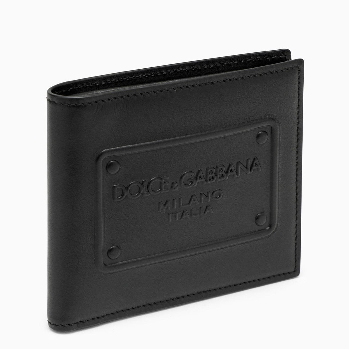 Dolce&Gabbana Black Leather Bi Fold Wallet With Logo | Banlieue91