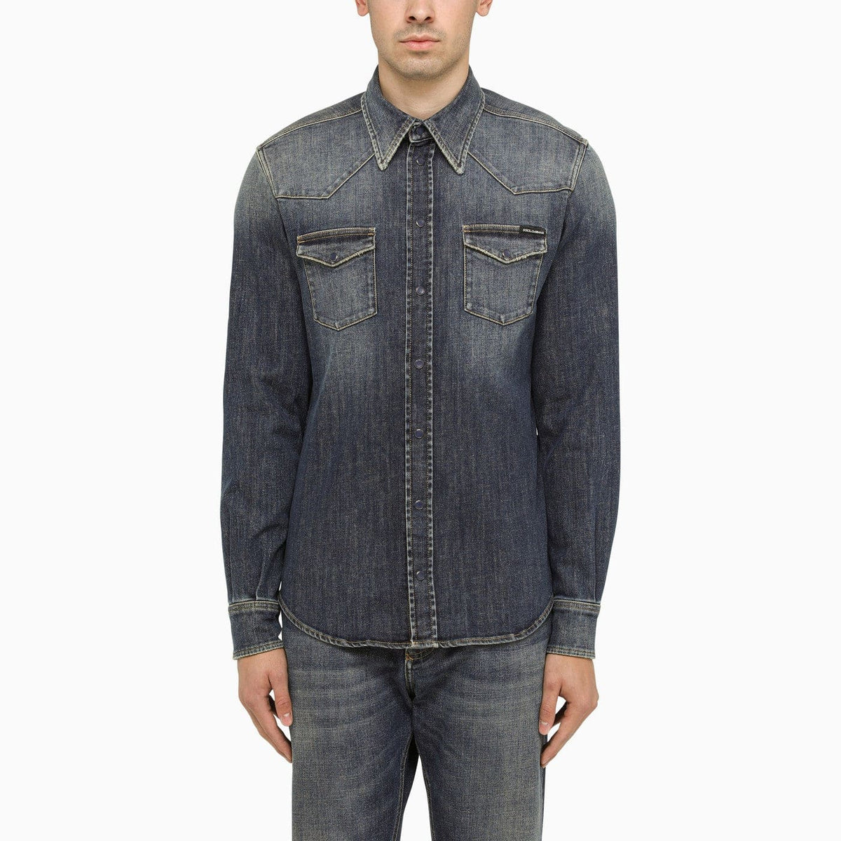 Dolce&Gabbana Blue Slim Denim Shirt | Banlieue91