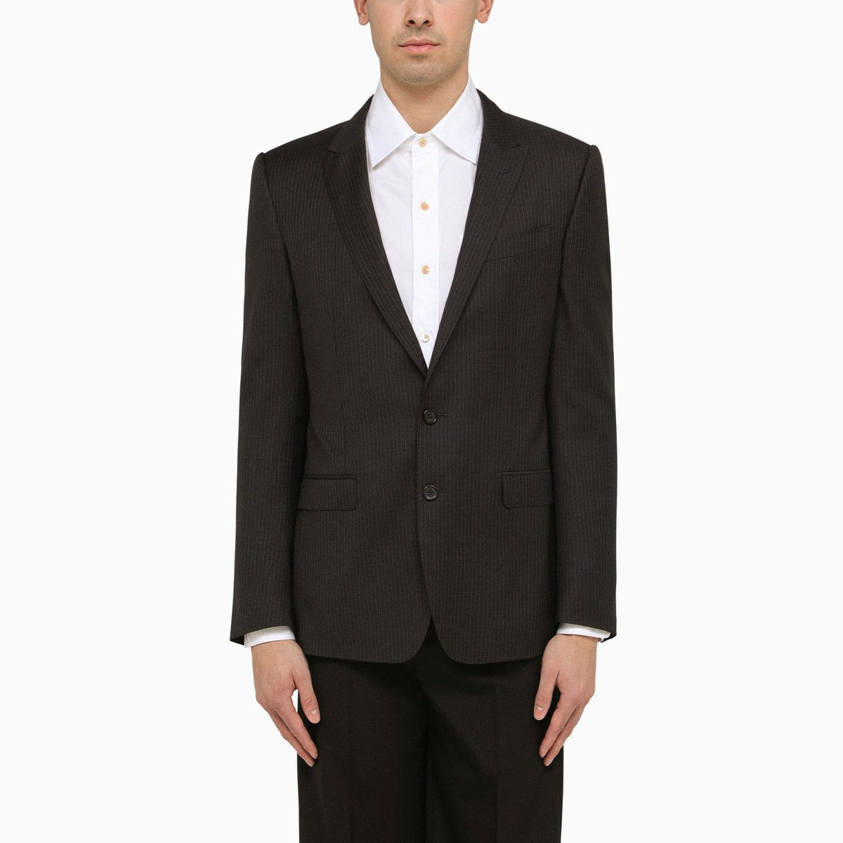 Dolce&Gabbana Dark Grey Single Breasted Pinstripe Jacket | Banlieue91