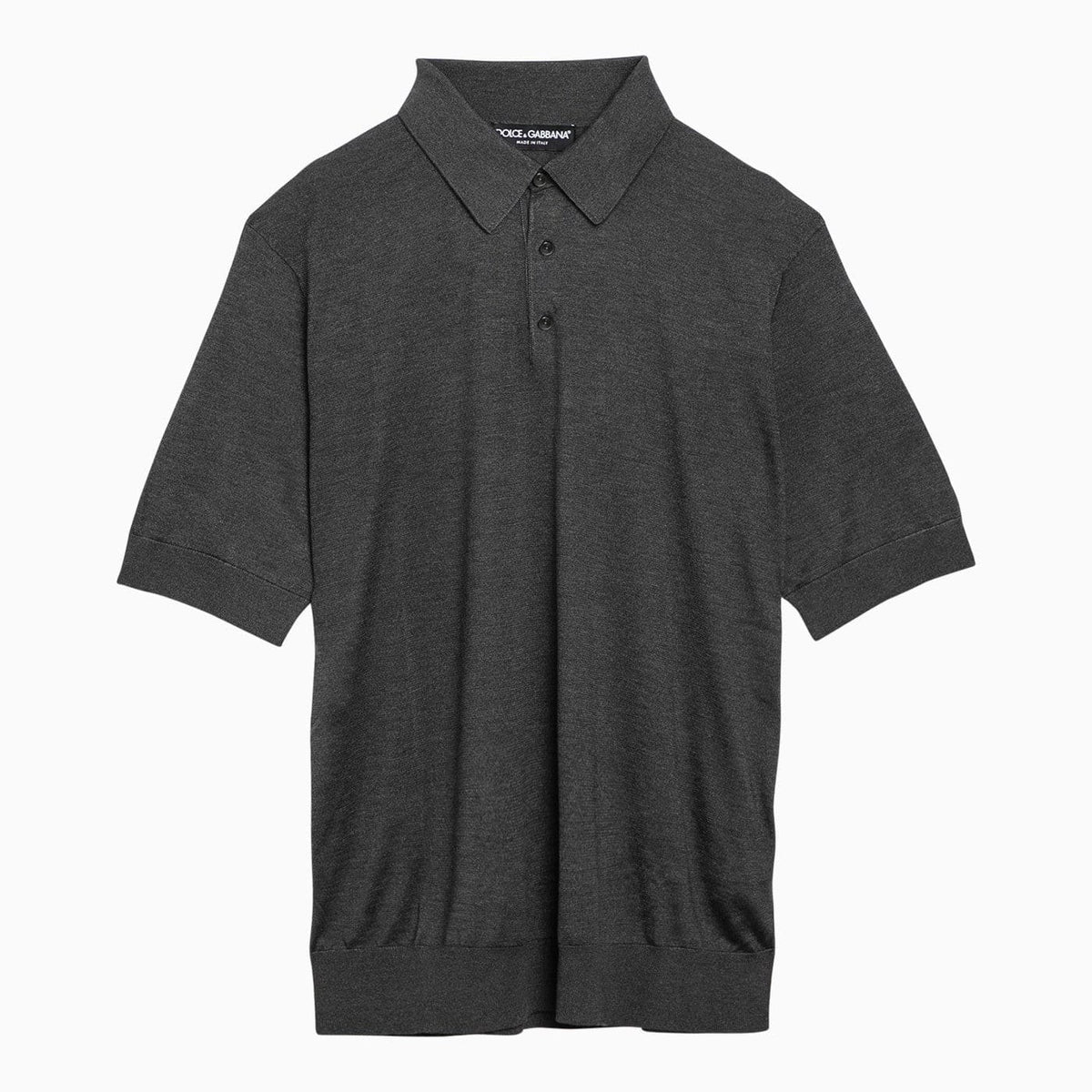 Dolce&Gabbana Grey Silk Short Sleeved Polo Shirt | Banlieue91