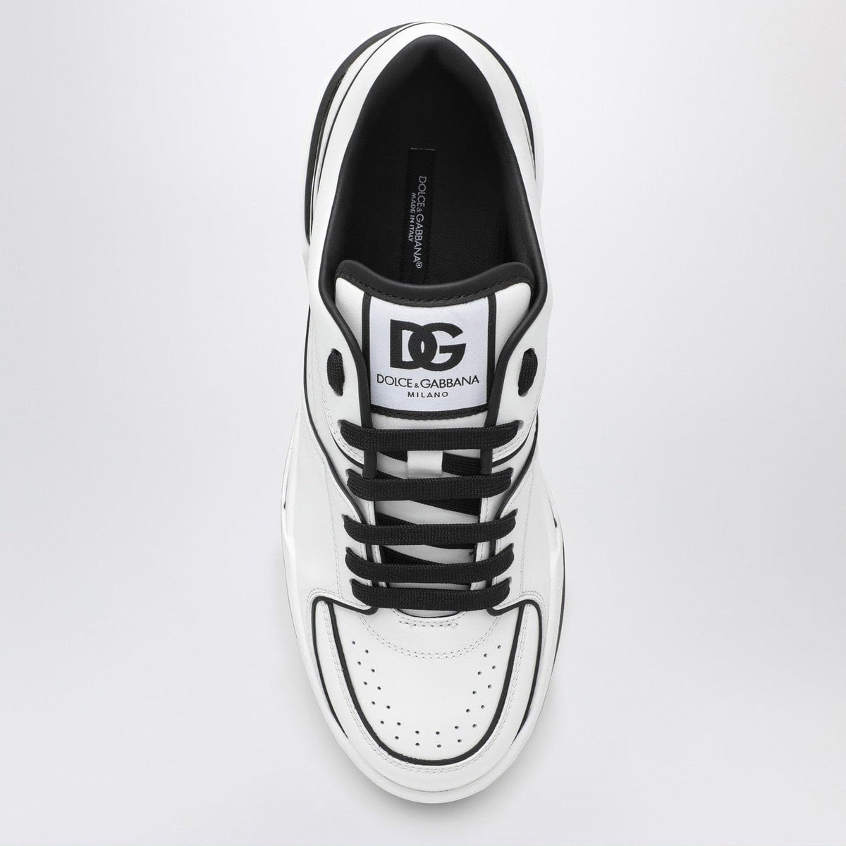 Dolce&Gabbana New Roma White/Black Leather Low Sneaker | Banlieue91