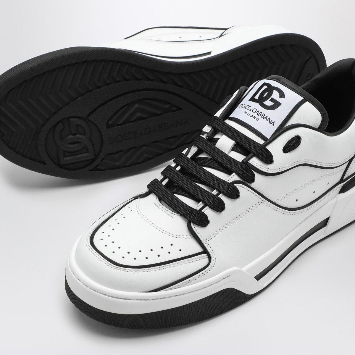 Dolce&Gabbana New Roma White/Black Leather Low Sneaker | Banlieue91