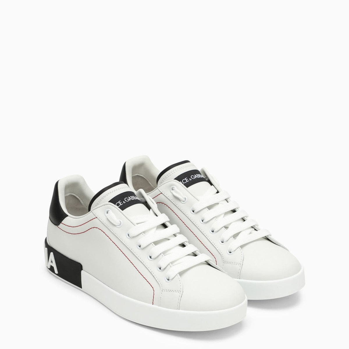 Dolce & Gabbana Portofino White/Black Leather Trainer | Banlieue91