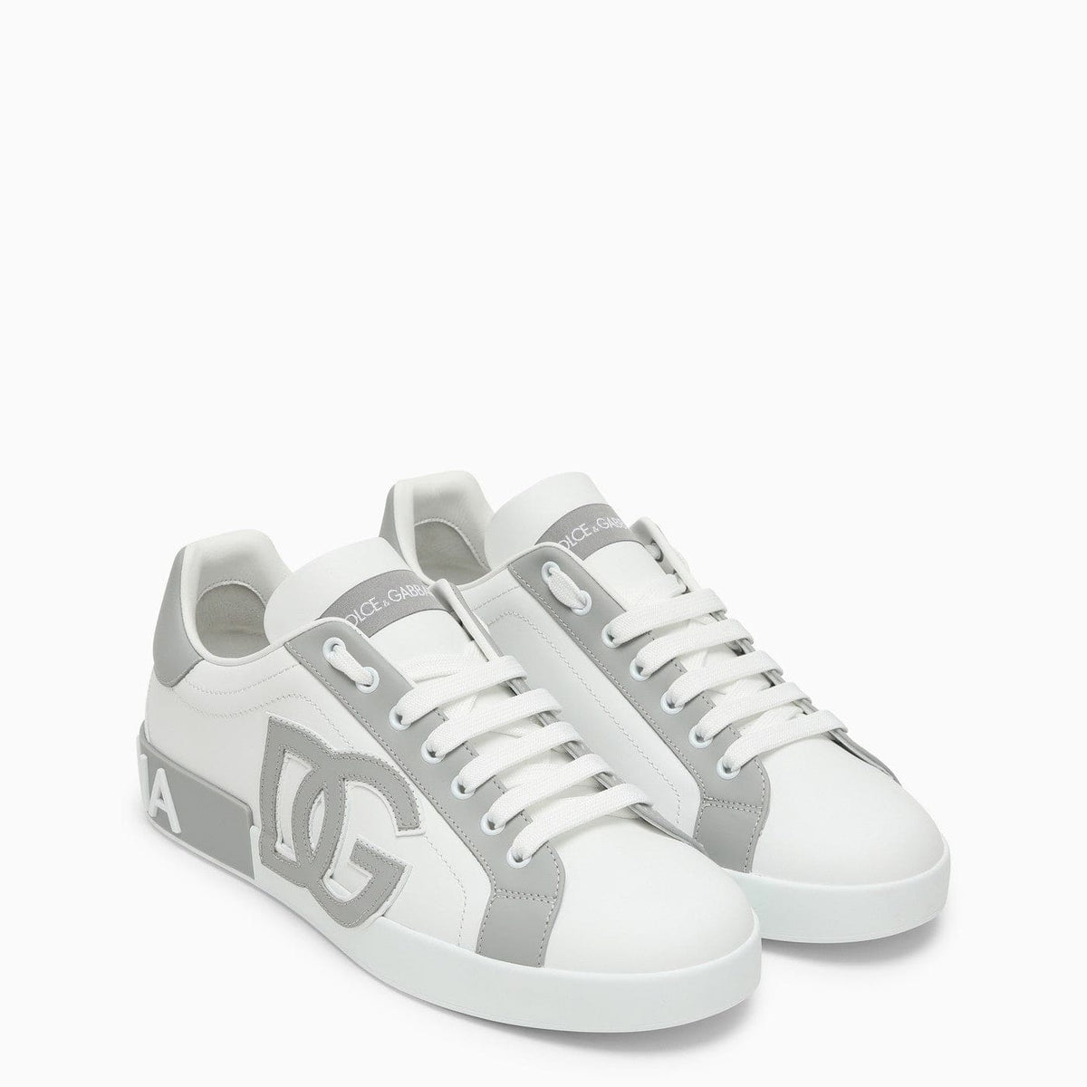 Dolce&Gabbana Portofino White/Grey Leather Trainer | Banlieue91